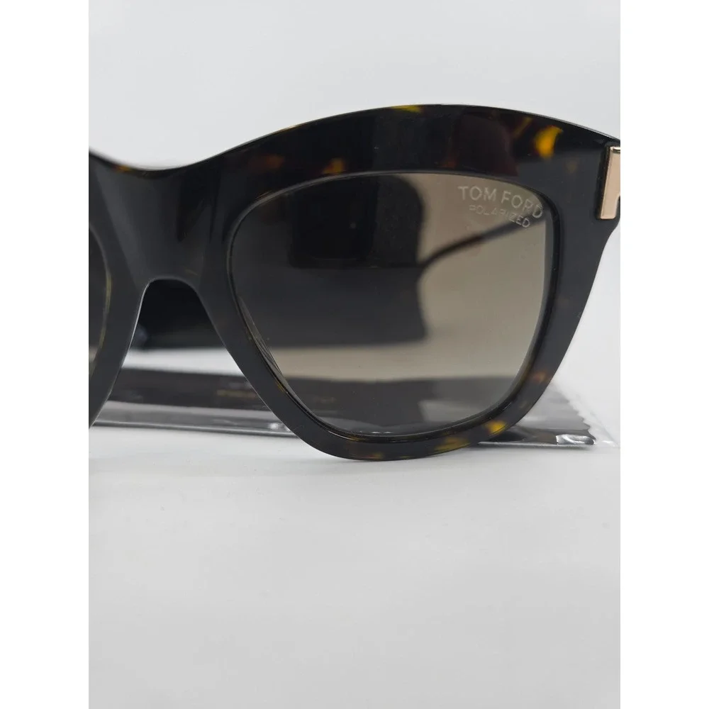 Tom Ford Dasha TF922 52H Polarized Tortoise Square Sunglasses Gold Italy